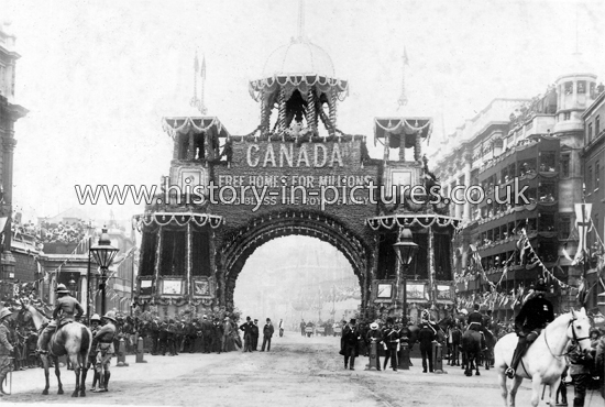 Edward VII, Canadian Coronation Arch, Whitehall, London. c.1902.